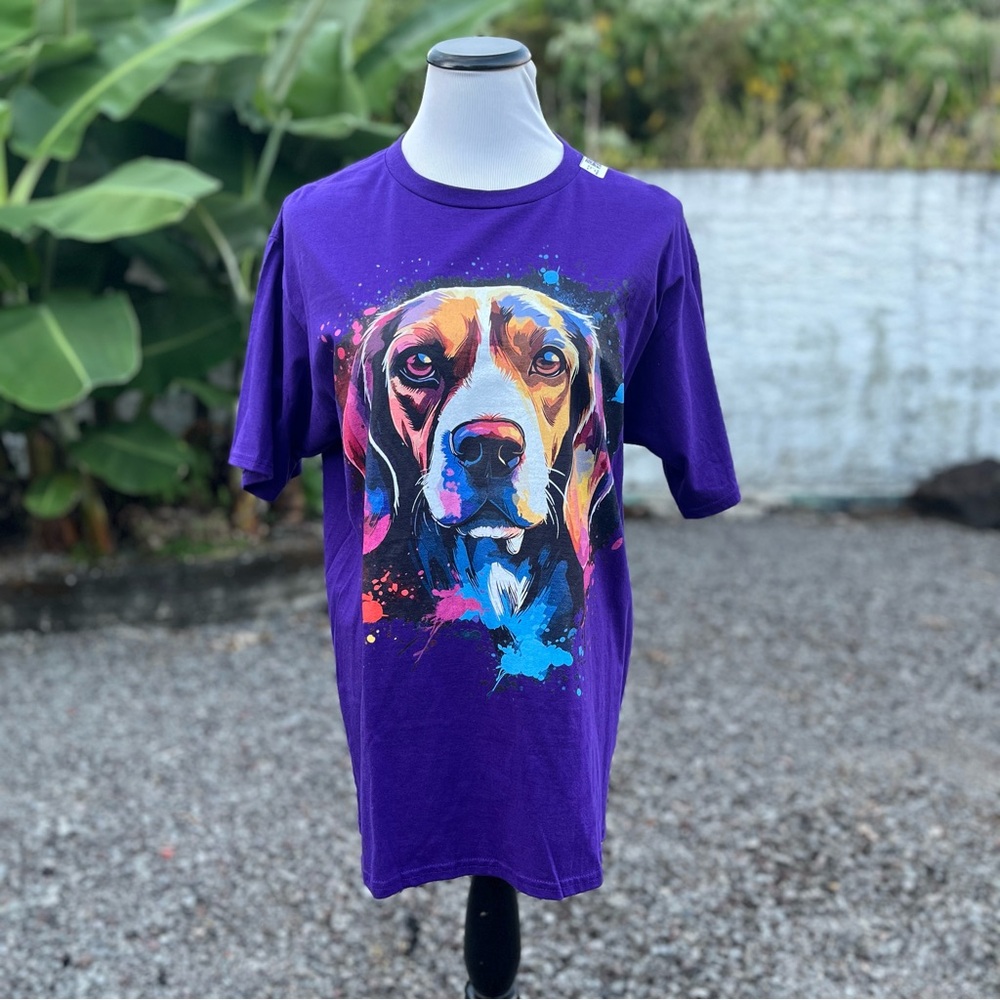 NWT Port and Company Beagle Purple T-Shirt